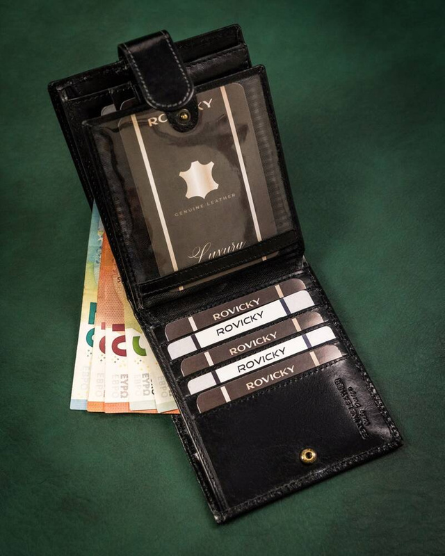 Kompaktowy męski skórzany portfel z RFID Rovicky