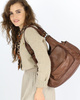 Włoska torebka skórzana z kieszenią z przodu retro bag handmade - MARCO MAZZINI czekoladowy brąz