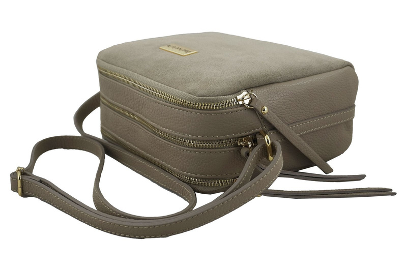 Damska skórzana listonoszka włoska - Beżowa