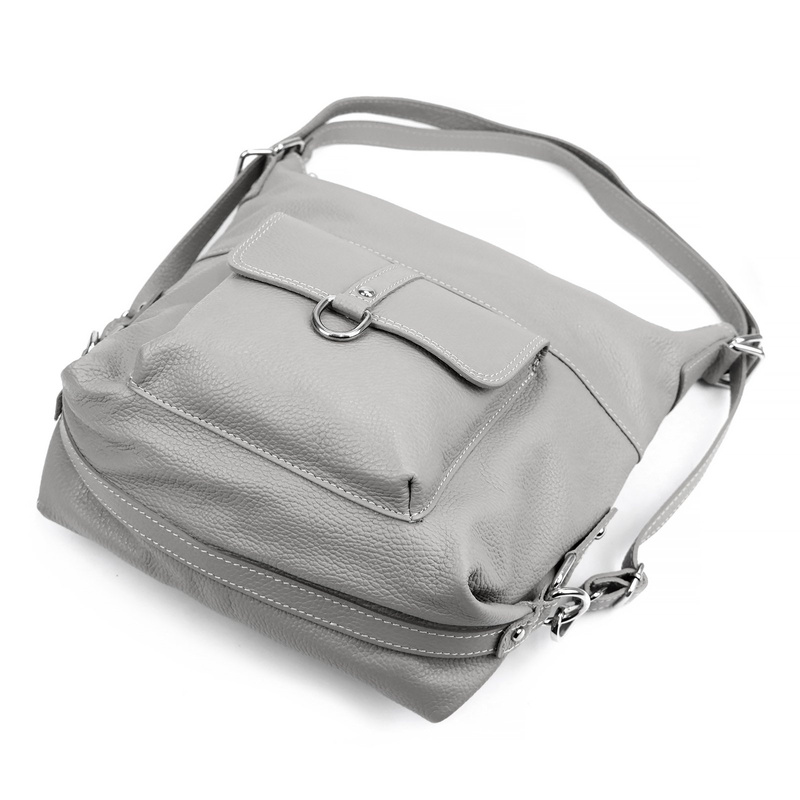 PATRIZIA Duża elegancka damska skórzana torebka na ramię z kieszeniami