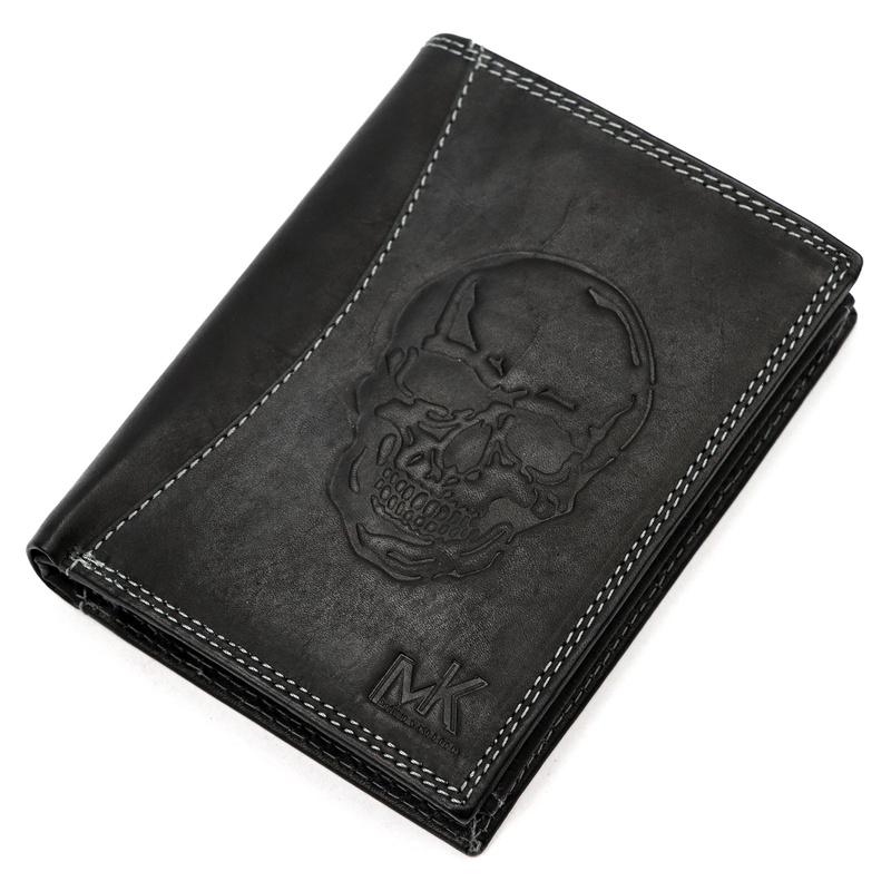 Skórzany męski portfel Money Kepper CDD 5601 SKULL