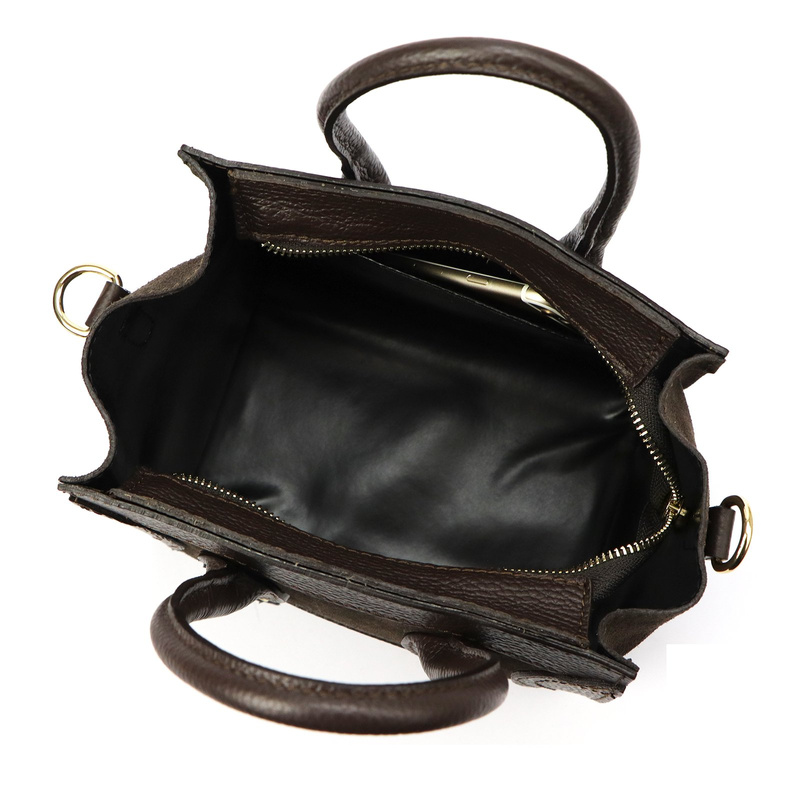 Vera Pelle damski kuferek skóra naturalna torebka na ramię z kieszeniami