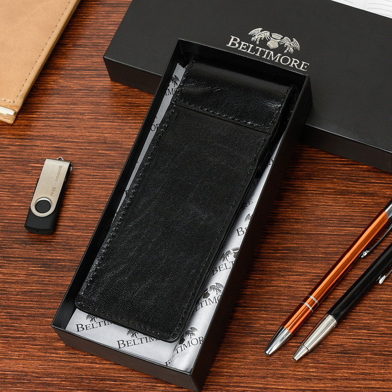 Piórnik Skórzany etui na pióro granatowe Beltimore J03