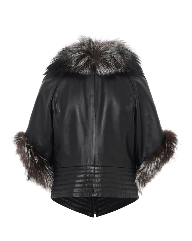 Bukowski damska kurtka skóra naturalna z lisim futrem z kieszeniami