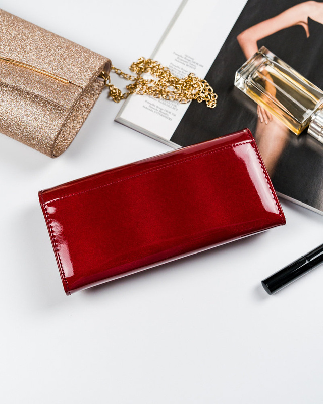 Rovicky portfel damski skóra naturalna lakierowana portmonetka duża RFID