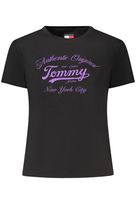 TOMMY HILFIGER DAMSKI T-SHIRT Z KRÓTKIM RĘKAWEM W KOLORZE CZARNYM