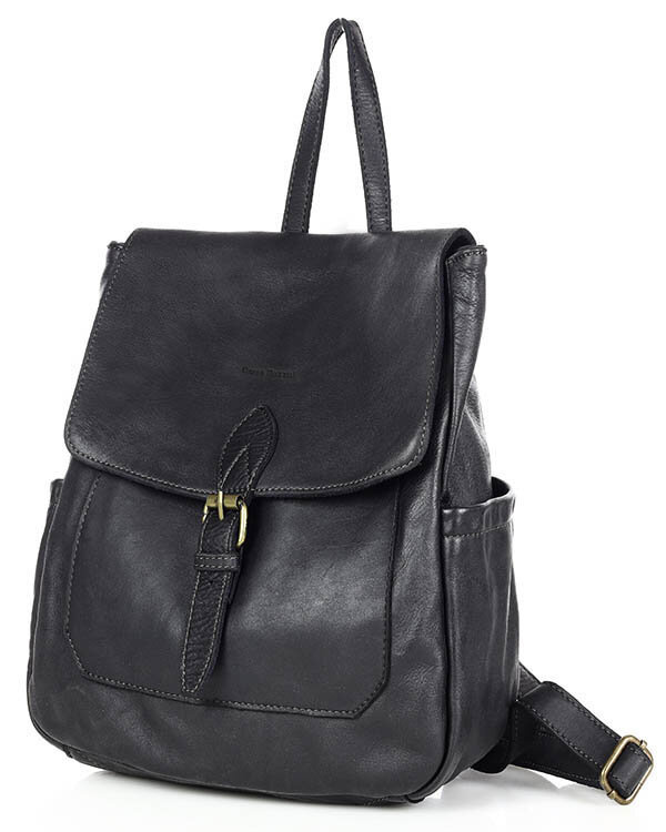 Plecak skórzany handmade z kieszeniami  - MARCO MAZZINI czarny