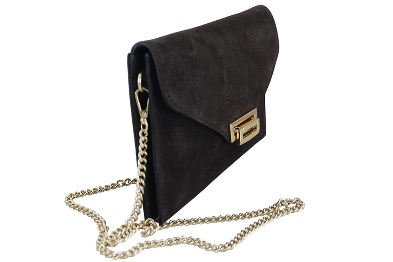 Stylowa kopertówka zamszowa Barberinis - Brązowa ciemna