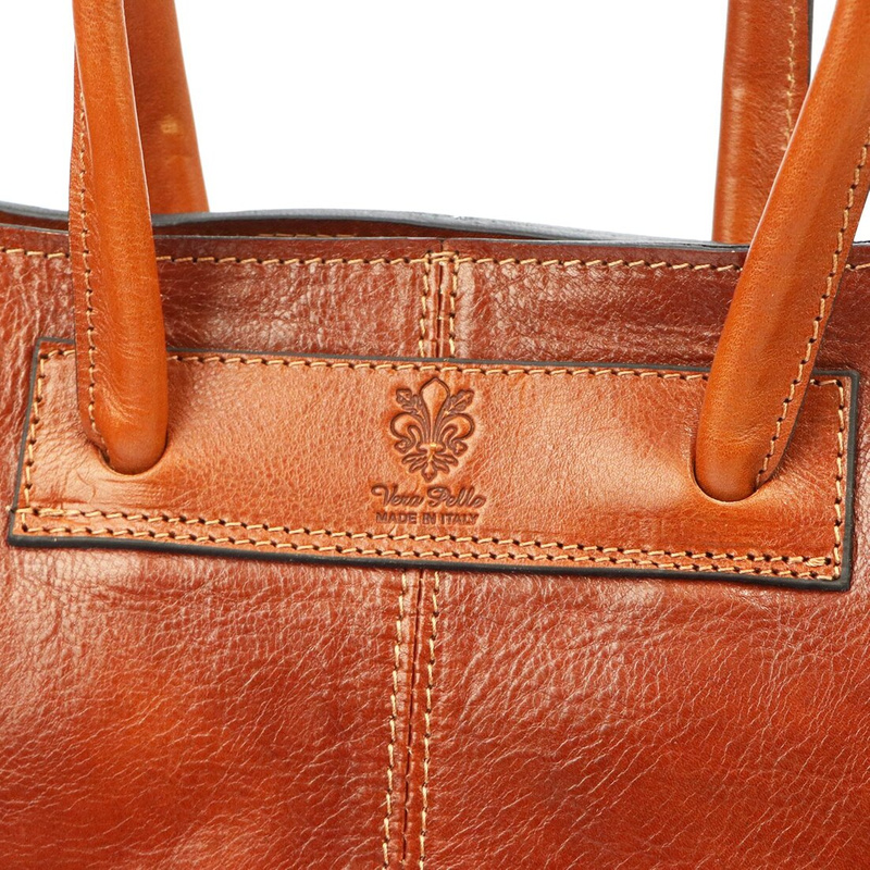 Florence Duża Damska skórzana torebka na dokumenty do pracy z paskiem