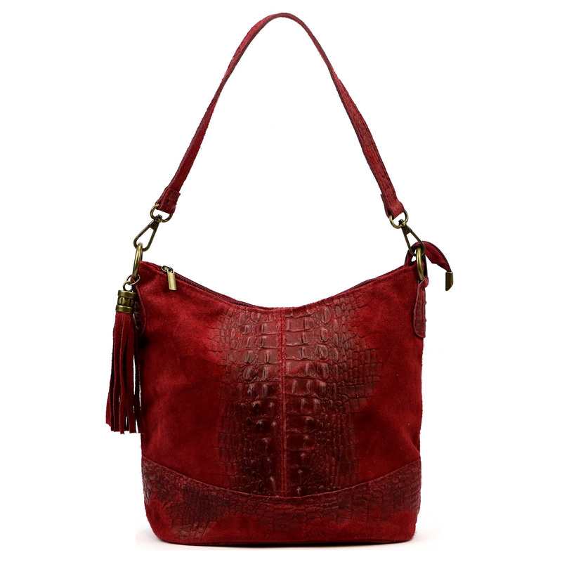 Luka damska listonoszka skóra naturalna wzór krokodyla z kieszeniami