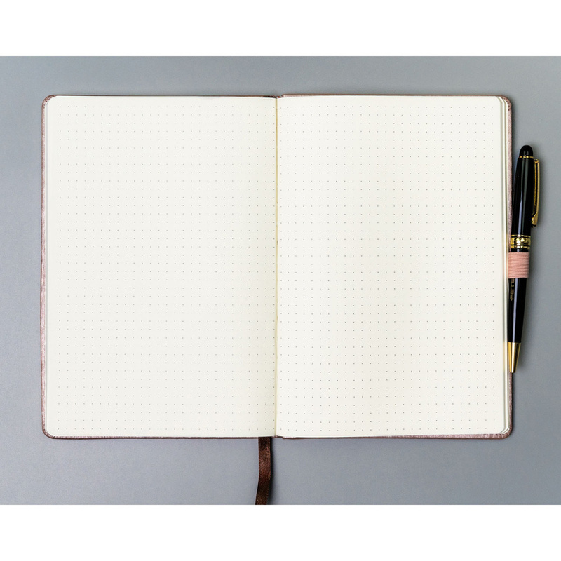 Różowy notes w formacie A5 zadrukowany w kropki, wyposażony w gumkę zamykającą - Peterson