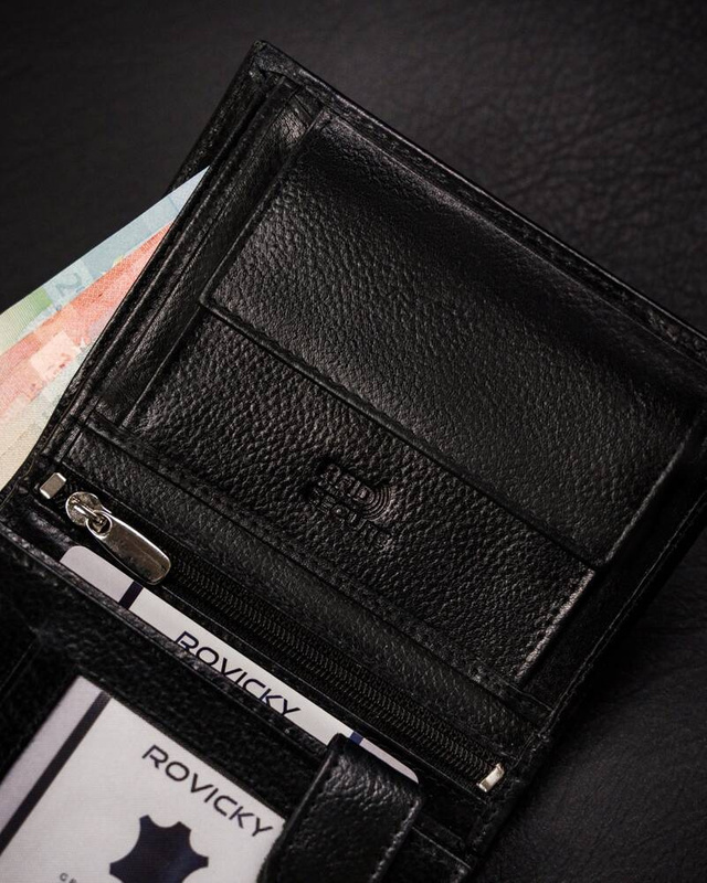 Duży męski skórzany stylowy portfel z RFID Rovicky