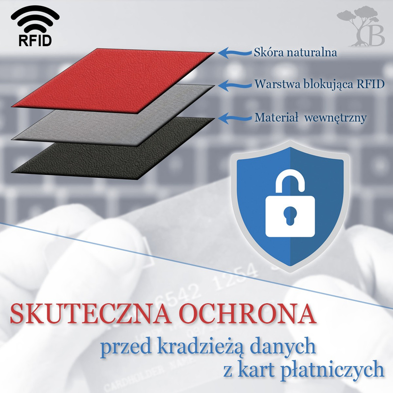 Portfel skórzany damski RFiD skóra na karty klasyk czarny Beltimore A01
