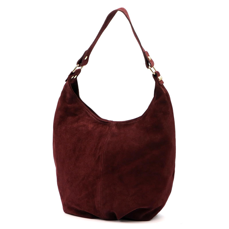 Vera Pelle damska torebka na ramię skóra naturalna zamszowa shopperbag