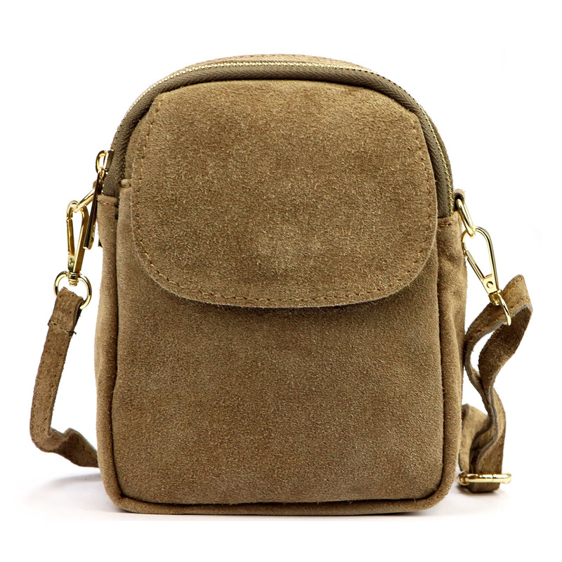 Luka Mała damska dwukomorowa listonoszka skórzana zamszowa przez ramię