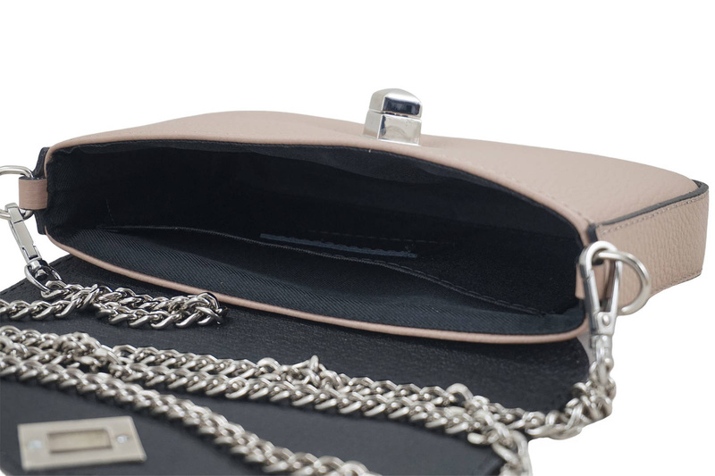 Modna torebka skórzana włoska - Różowe pudrowe