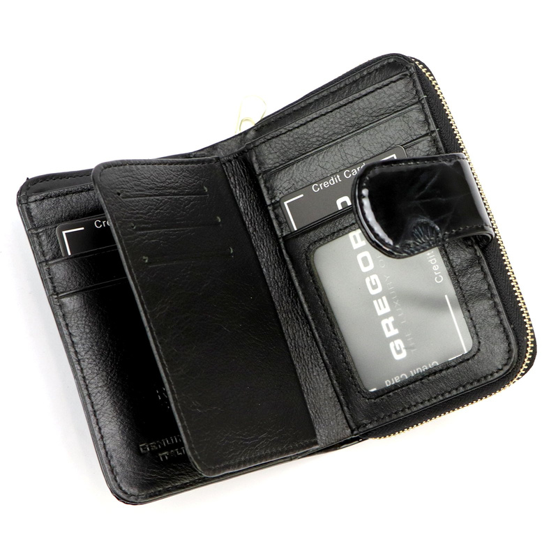 Gregorio portfel damski skóra naturalna lakierowana pionowa portmonetka