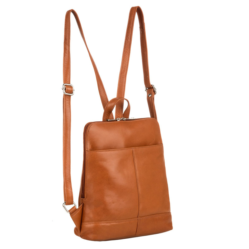 EL FORREST damski plecak skóra naturalna miejski z kieszeniami na suwak