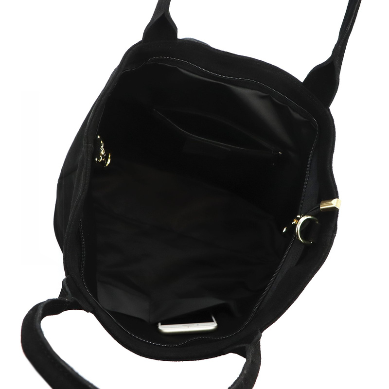 Vera Pelle zamszowa damska shopperbag skóra naturalna torebka na ramię duża