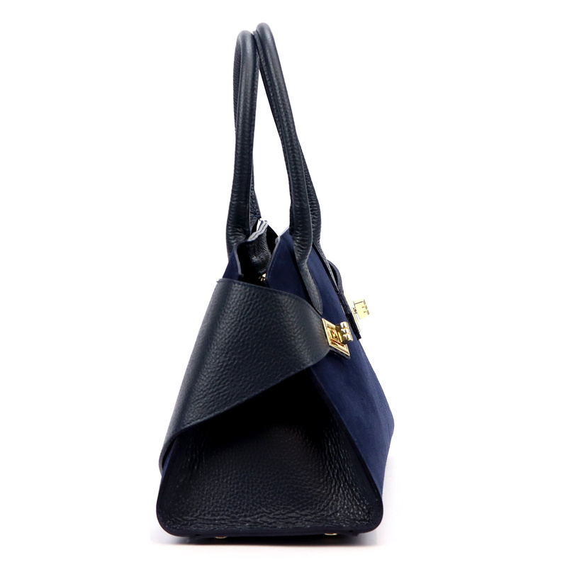 Vera Pelle damska torebka na ramię skóra naturalna i zamsz listonoszka