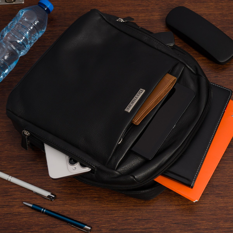 Plecak skórzany damski miejski elegancki duży A4 czarny Beltimore P17