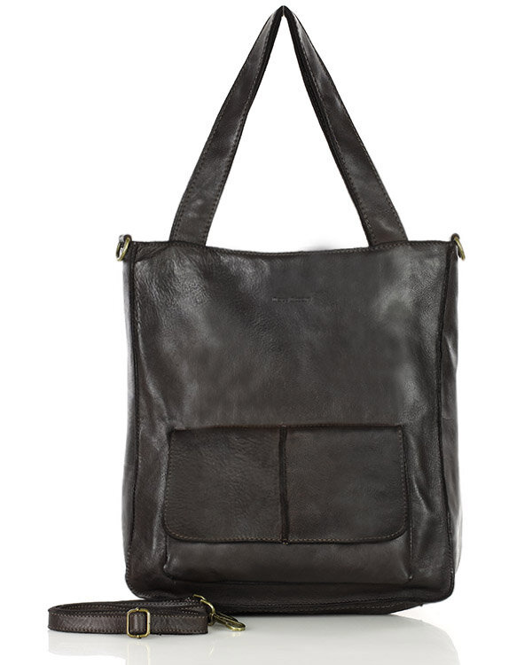 Torebka damska shopper A4 skóra naturalna - MARCO MAZZINI brąz caffe