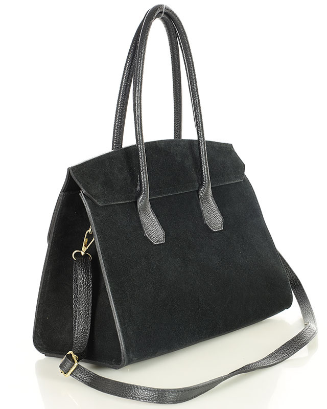 Torebka damska worek hobo bag skóra naturalna - MARCO MAZZINI czarna