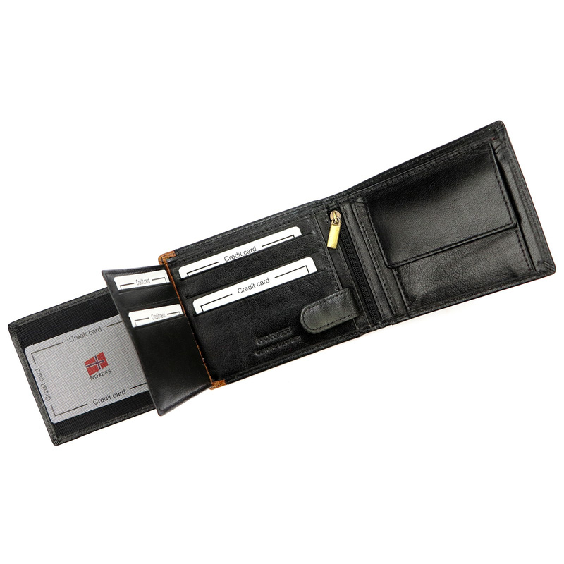 Nordee męski poziomy portfel skóra naturalna kompaktowy i pojemny