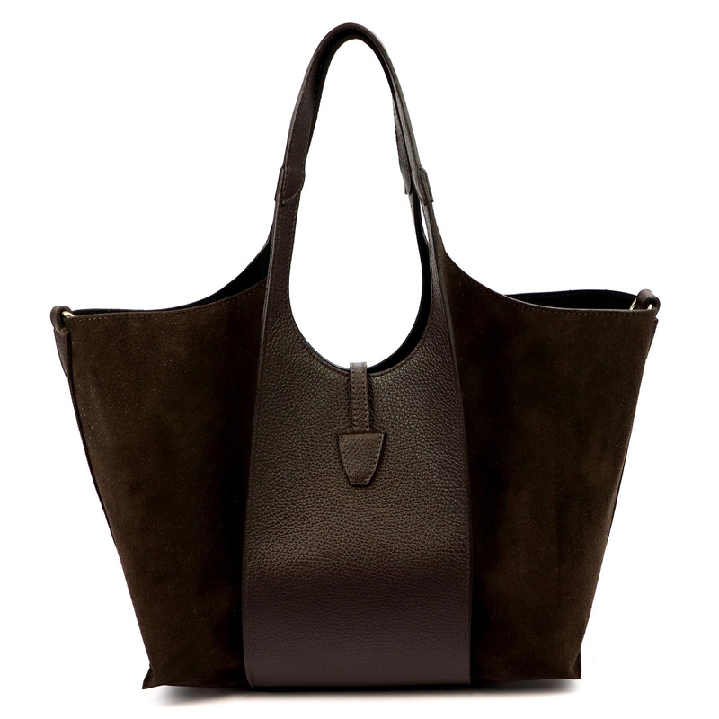 Vera Pelle damska torebka na ramię skóra naturalna shopperbag z paskiem