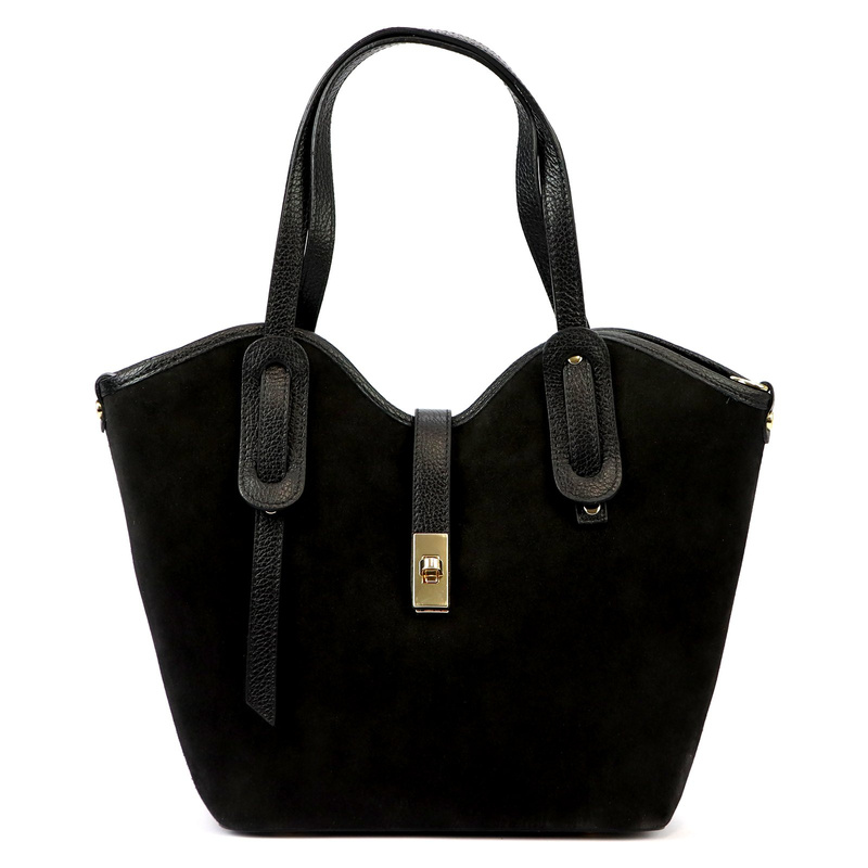 Luka Zamszowa skórzana damska shopperbag na ramię pojemna i stylowa