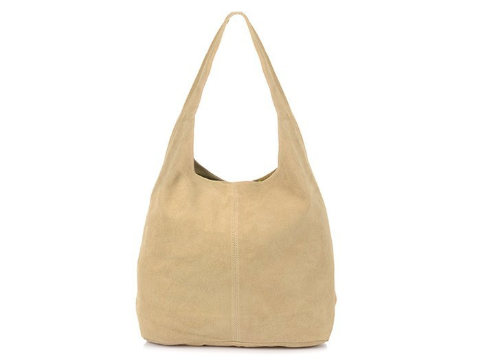 Włoska Torebka worek Skórzana zamsz Naturalny musztarda U35