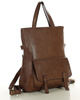 Skórzana torebka plecak z kieszenią z przodu - MARCO MAZZINI czekoladowy brąz