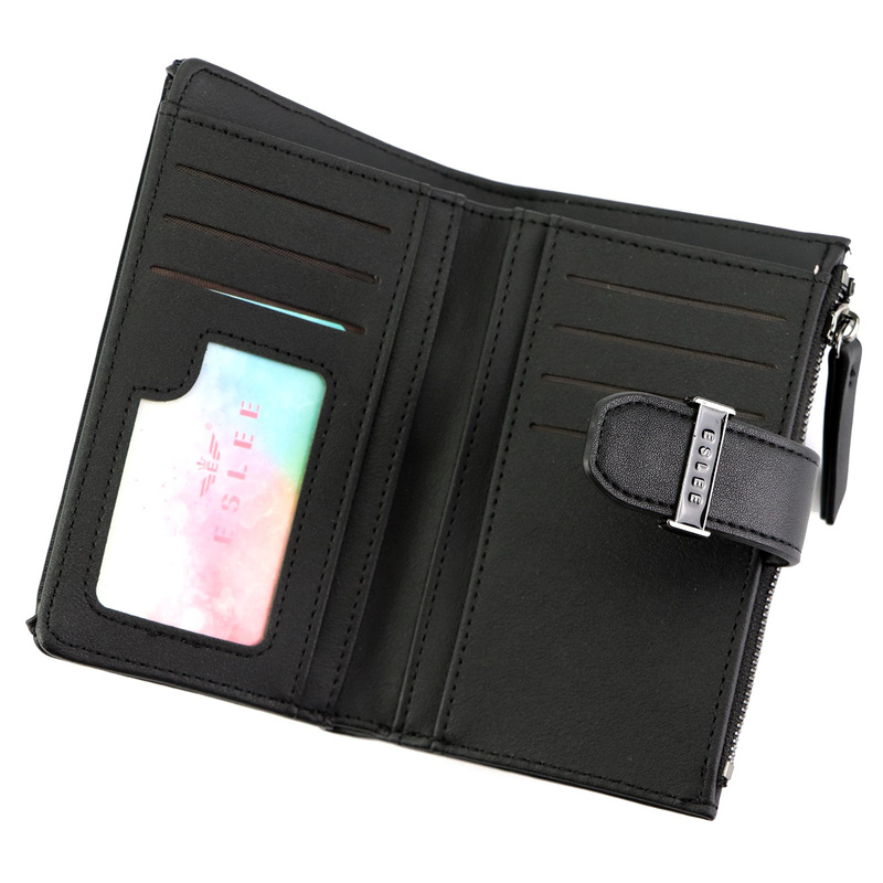 Eslee Duży Portfel Damski Podłużny Pionowy Skóra Eko Na Zatrzask