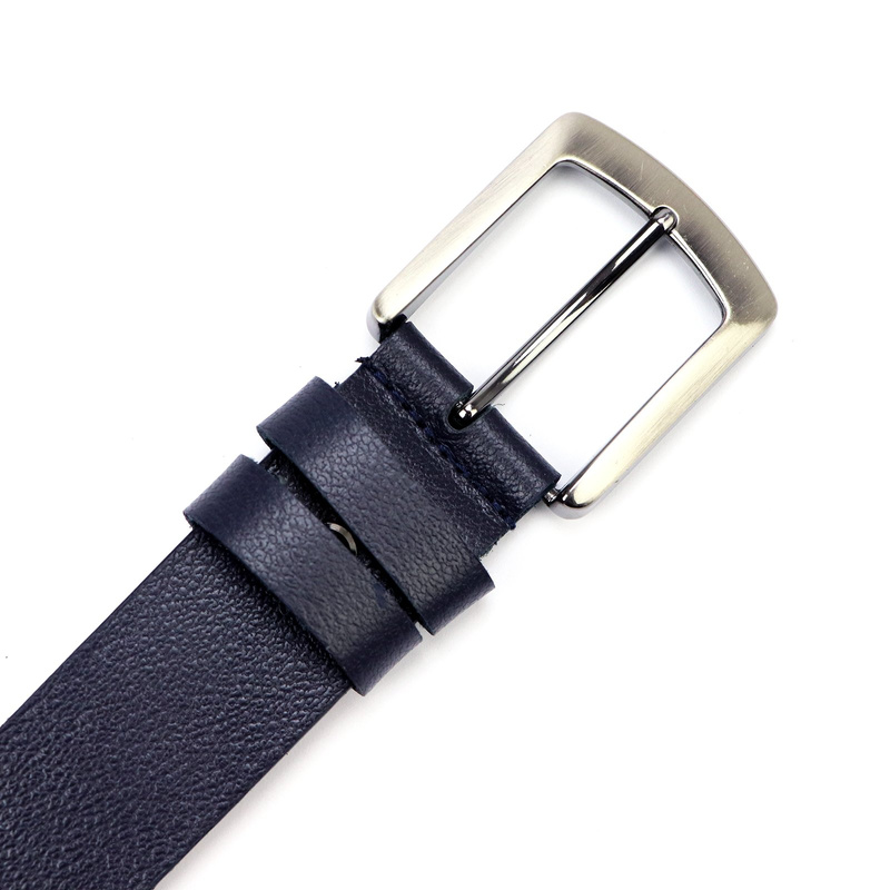 VerMari stylowy pasek do spodni skóra naturalna klasyczna srebrna klamra