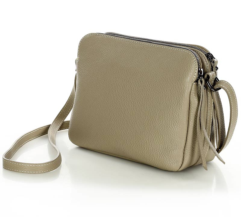Torebka skórzana crossbody listonoszka dwie komory - MARCO MAZZINI beż cappuccino