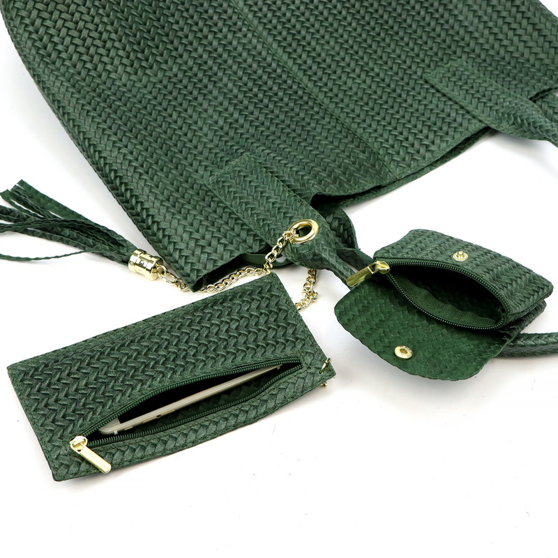 Vera Pelle damska shopperbag z dwoma etui torebka portfel skóra naturalna