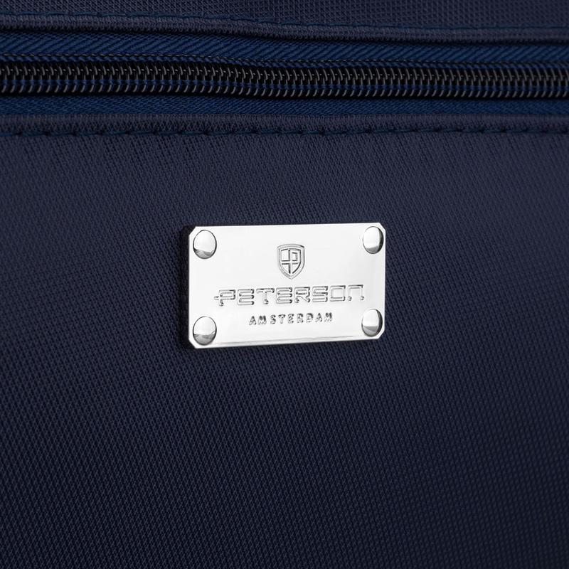 Granatowa kosmetyczka z tkaniny syntetycznej, jednokomorowa i zamykana suwakiem - Peterson
