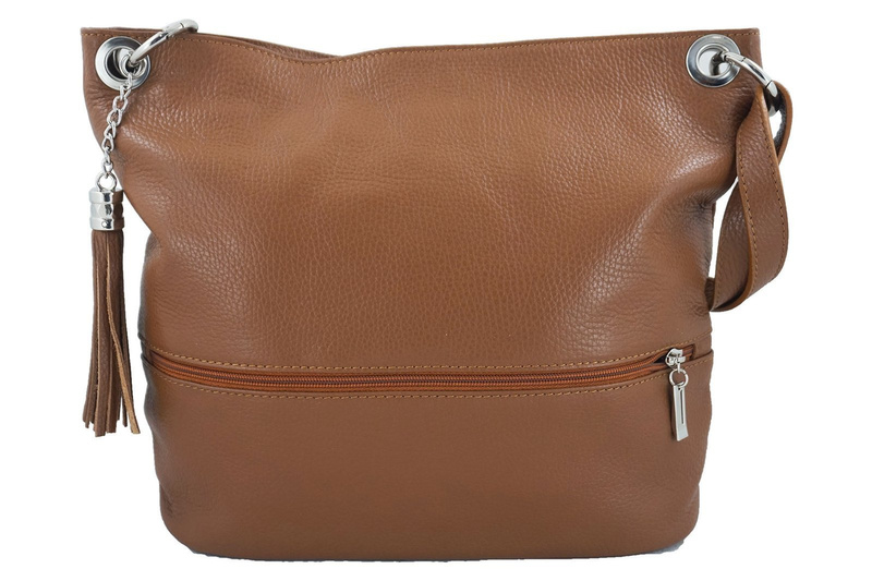 Skórzana torebka worek Barberinis - Brązowa jasna