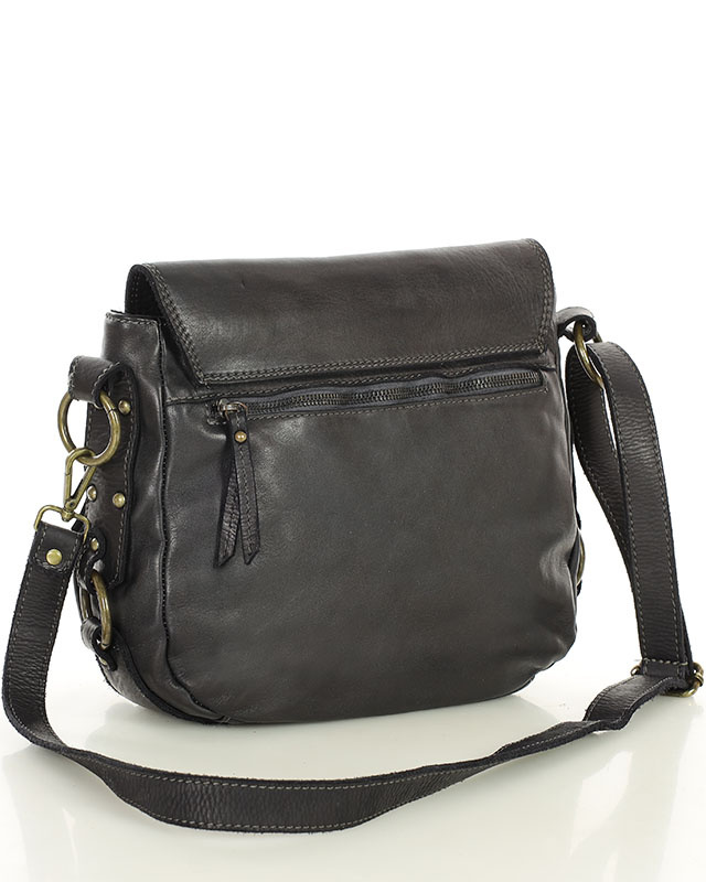 MARCO MAZZINI Skórzana torebka listonoszka z kieszeniami safari handmade bag czarna