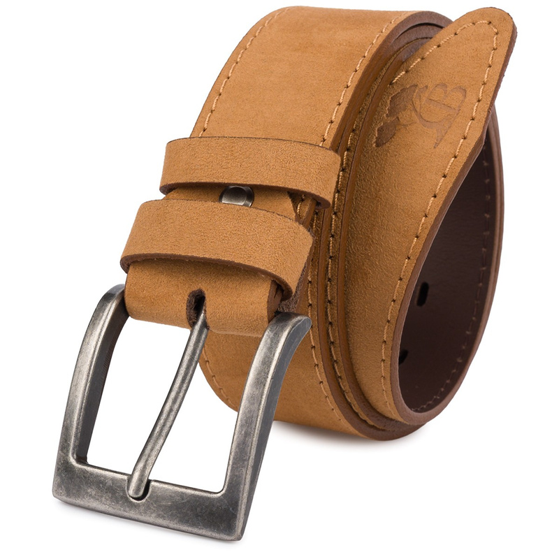 Pasek męski skórzany zamszowy skóra naturalna camel Beltimore W47 : Kolory - brązowy, beżowy, Rozmiar pasków - r.85-100 cm