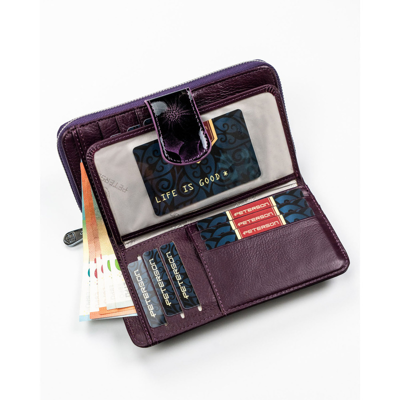 skóra naturalna + Damski portfel ze skóry ekologicznej Peterson PTN PS116-FDS