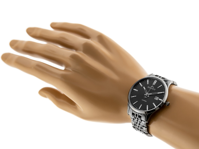 ZEGAREK MĘSKI BISSET BSDF383 (zb094d) - SZAFIROWE SZKŁO