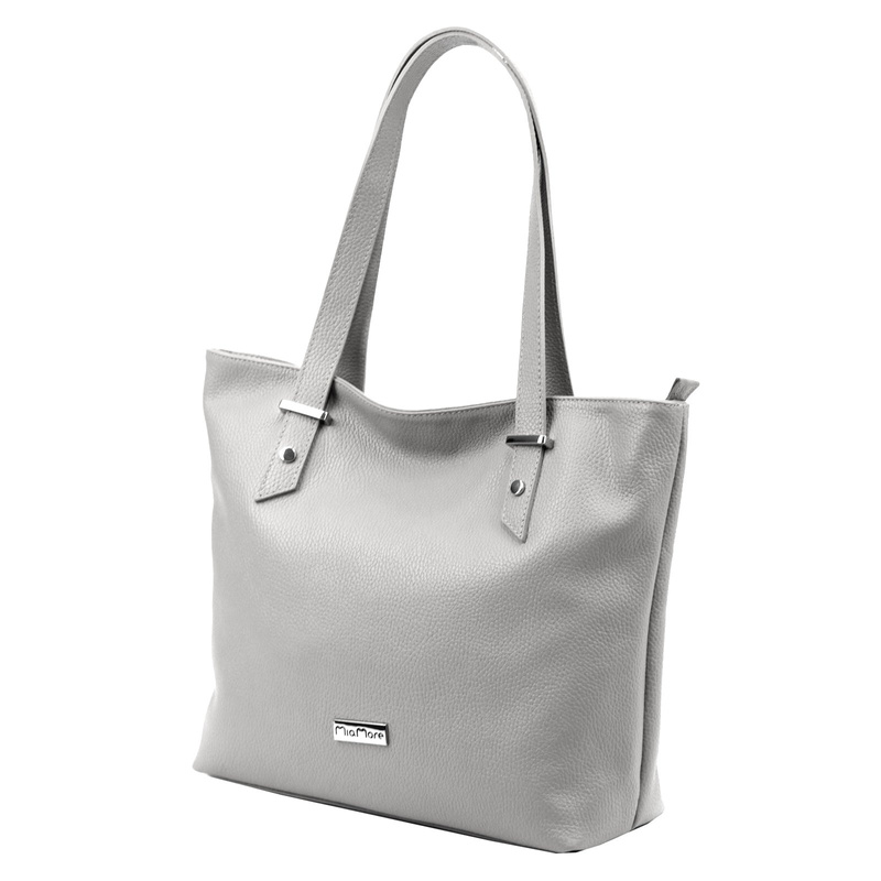 Duża damska shopperbag skórzana z kieszeniami torebka na ramię MiaMore