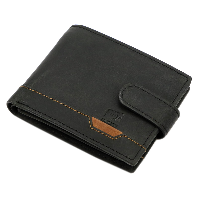 Nordee rozbudowany męski portfel skóra naturalna zamykany na zatrzask