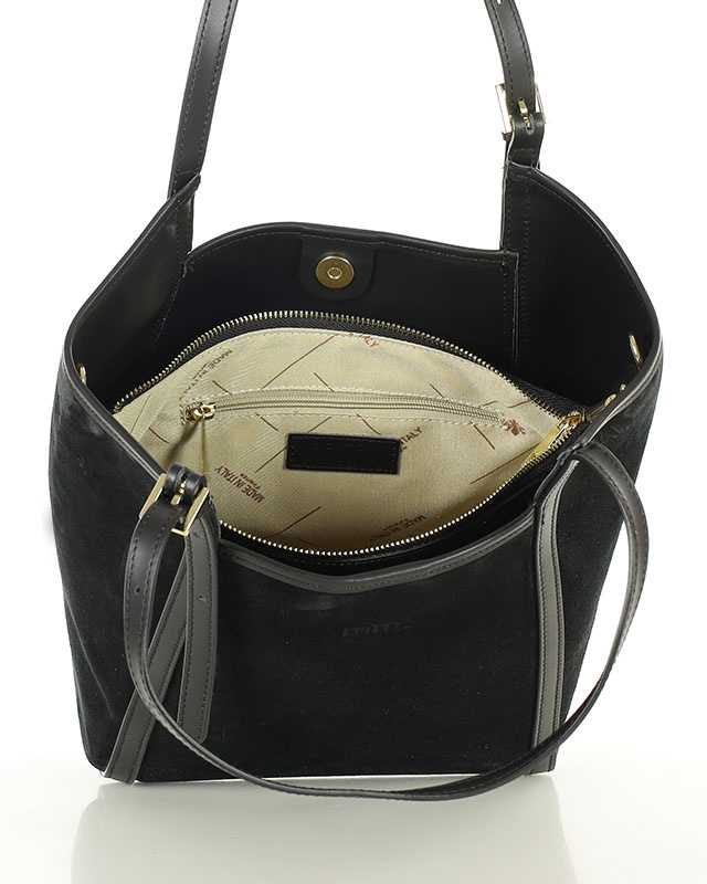 Torebka damska worek hobo bag skóra naturalna - MARCO MAZZINI czarna