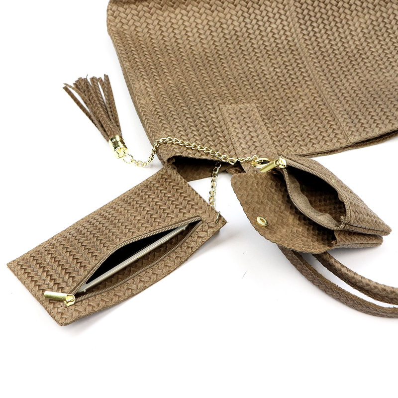 Vera Pelle damska shopperbag z dwoma etui torebka portfel skóra naturalna