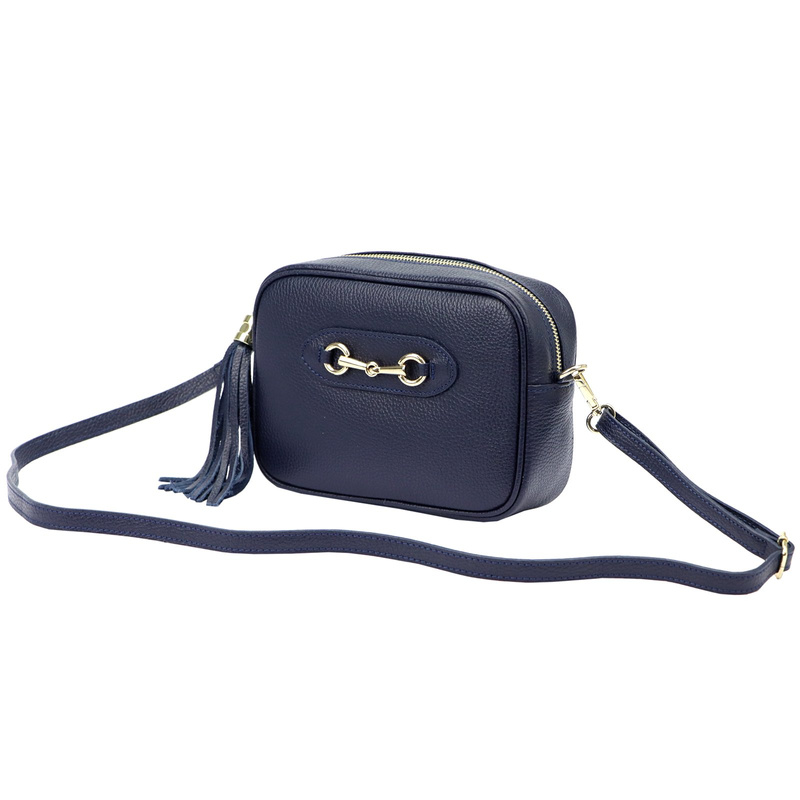 Luka damska listonoszka skóra naturalna torebka z brelokiem z frędzlem