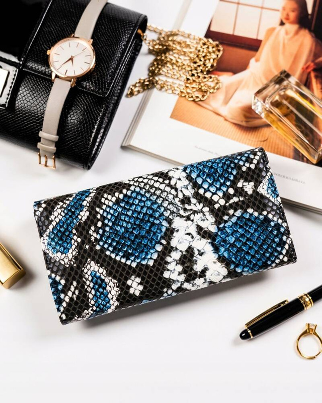 4U Cavaldi damski portfel podłużna duża klasyczna portmonetka skóra węża