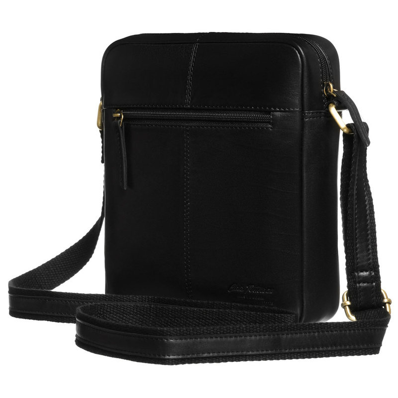 Jednokomorowa listonoszka męska ze skóry naturalnej w czarnym kolorze - Peterson