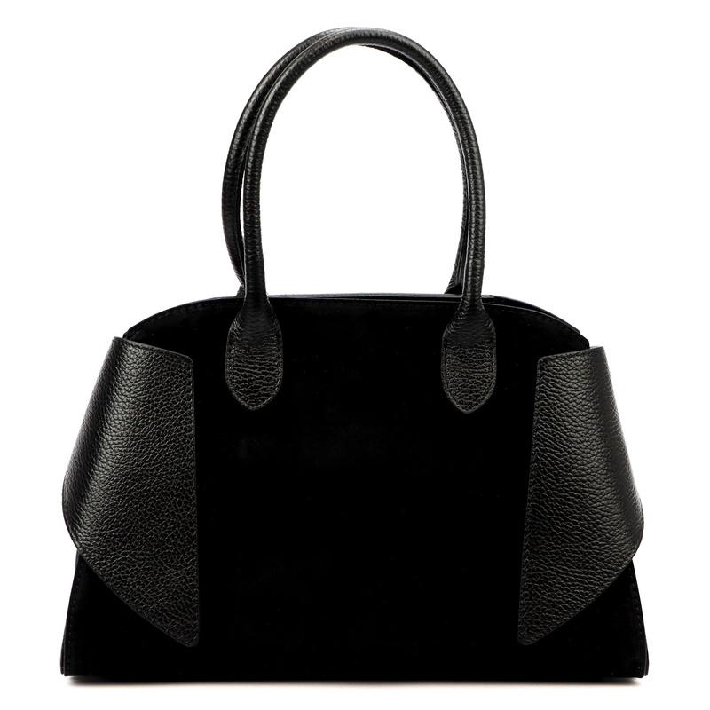 Vera Pelle damska torebka na ramię skóra naturalna i zamsz listonoszka